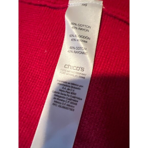 Chicos Red Sleeveless Open-Front Vest Size L Cotton Rayon Blend - Picture 5 of 7